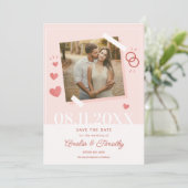 Zoete liefdeshart foto Bewaar de Datum Uitnodiging (Staand voorkant)