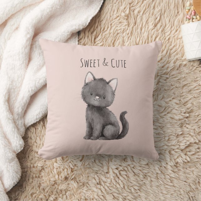 Zoete Lieve Grijze Kat Kussen (Deken)