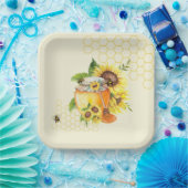 Zoete lil honingpot honingraat & bij’s papieren bordje (Feest)