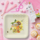 Zoete lil honingpot honingraat & bij’s papieren bordje (Feest)