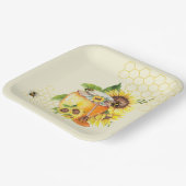 Zoete lil honingpot honingraat & bij’s papieren bordje (Gebogen)