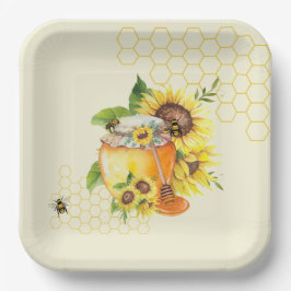 Zoete lil honingpot honingraat & bij’s papieren bordje