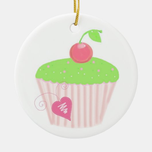 Zoete limoencupcake keramisch ornament (Voorkant)