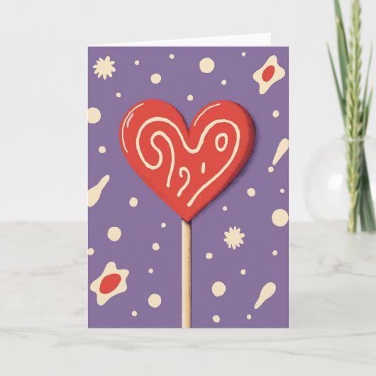 Zoete Lolly Hart Kunstkaart Kaart (Voorkant)