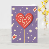 Zoete Lolly Hart Kunstkaart Kaart (Gele Bloem)