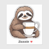 Zoete luiaard nippen koffie waterdicht sticker (Vel)