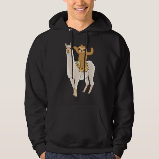 Zoete luiaard rijdt Alpaca lama dier Hoodie (Voorkant)