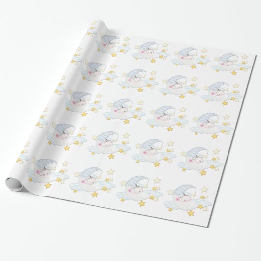 Zoete Maan Baby Shower Cadeaupapier (Uitgerold)