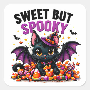 Zoete Maar Griezelig Knuffelige Zwarte Vleermuis K Vierkante Sticker