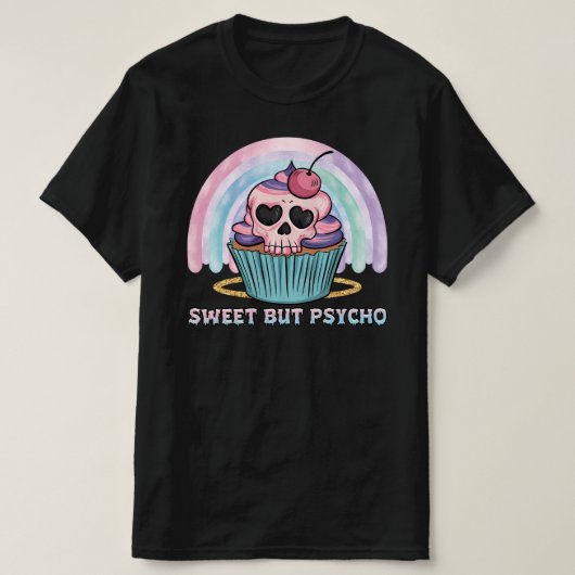 Zoete maar psycho cupcake t-shirt (Design voorkant)