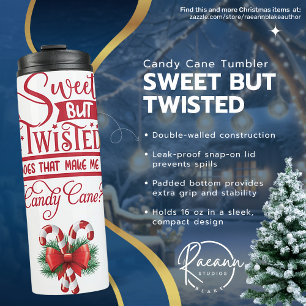 Zoete Maar Verdraaide Candy Cane Thermische Bekerc Thermosbeker