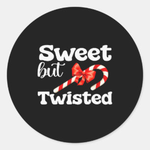 Zoete Maar Verdraaide Grappige Candy Cane Kerstmis Ronde Sticker