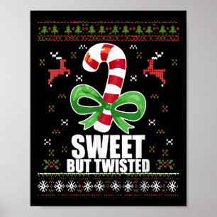 Zoete Maar Verdraaide Grappige Candy Cane Lelijke Poster