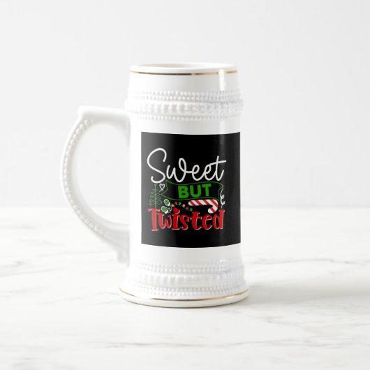 Zoete Maar Verdraaide Grappige Kerst Kerststok Bierpul (Links)