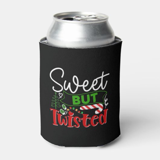 Zoete Maar Verdraaide Grappige Kerst Kerststok Blikjeskoeler (Blikje Voorkant)