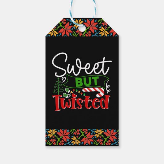 Zoete Maar Verdraaide Grappige Kerst Kerststok Cadeaulabel (Voorkant)