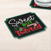 Zoete Maar Verdraaide Grappige Kerst Kerststok Kartonnen Onderzetters (Gekanteld)