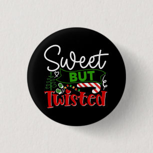 Zoete Maar Verdraaide Grappige Kerst Kerststok Ronde Button 3,2 Cm