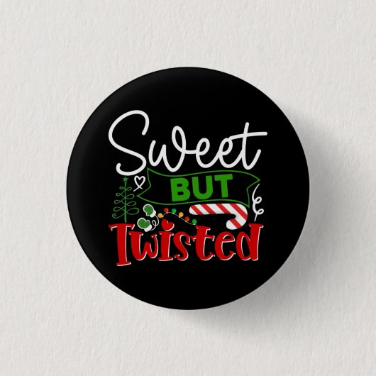 Zoete Maar Verdraaide Grappige Kerst Kerststok Ronde Button 3,2 Cm (Voorkant)