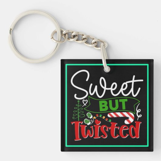 Zoete Maar Verdraaide Grappige Kerst Kerststok Sleutelhanger (Voorkant)