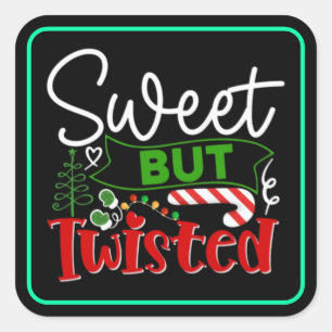 Zoete Maar Verdraaide Grappige Kerst Kerststok Vierkante Sticker