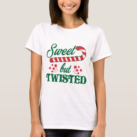 Zoete Maar Verdraaide Kerst Kerststok T-shirt (Voorkant)