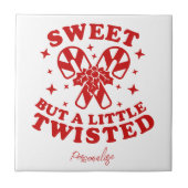 Zoete maar verdraaide Quote Candy Cane personalise Tegeltje (Voorkant)