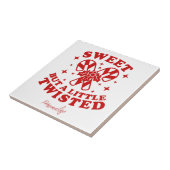 Zoete maar verdraaide Quote Candy Cane personalise Tegeltje (Zijkant)