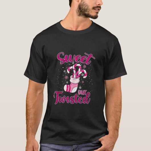 Zoete maar verdraaide roze winterschoenen kerstsno t-shirt (Voorkant)