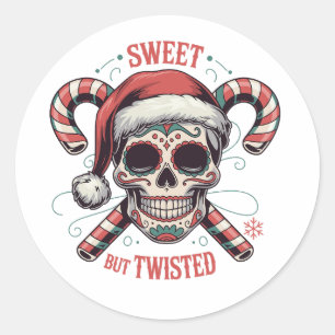 Zoete Maar Verdraaide Skelet Kerstmis Griezelige H Ronde Sticker