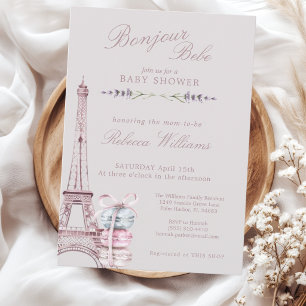 Zoete Macaron Bonjour Bebe Parijs Baby shower Kaart