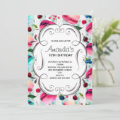 Zoete macarons en een decoratief Lijst Kaart (Staand voorkant)