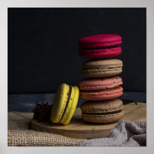 Zoete Macarons keuken Poster Macarons Rood Geel