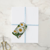 Zoete madeliefjespatroon wit bloemig groen cadeaulabel (Met Touw)