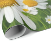 Zoete madeliefjespatroon wit bloemig groen cadeaupapier (Rol Hoek)