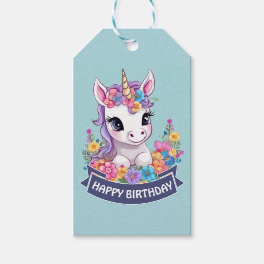 Zoete magische Baby eenhoorn Cadeaulabel (Voorkant)
