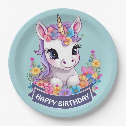 Zoete magische Baby eenhoorn Papieren Bordje (Voorkant)