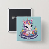 Zoete magische Baby eenhoorn Vierkante Button 5,1 Cm (Voorkant /achterkant)