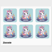 Zoete magische Baby eenhoorn Vierkante Sticker (Vel)
