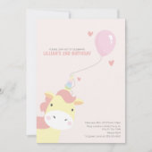 Zoete, magische verjaardag Eenhoorn Uitnodigingen (Voorkant)