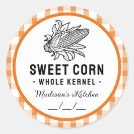 Zoete maïskorrel sticker met geruit patroon