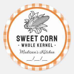 Zoete maïskorrel sticker met geruit patroon