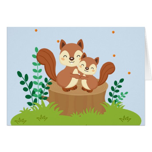 Zoete mam en baby eekhoorns Moederdag (Voorkant Horizontaal)