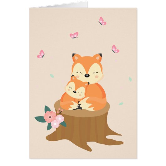 Zoete mam en baby Foxes Moederdag (Voorkant)