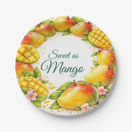 Zoete Mango Tropisch Fruit Papieren Borden Bordje