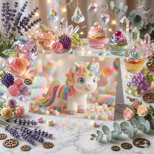 Zoete Marshmallow Eenhoorn Verjaardag  Kaart
