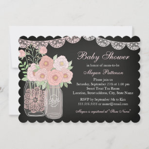 Zoete Mason Jar Krijtbord Baby Shower Uitnodiging