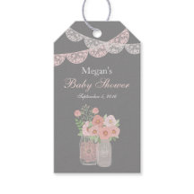Zoete Mason Jar Roze Grijs Baby Shower Cadeautags