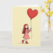 Zoete Meisje Liefde Hart Kaart (Gele Bloem)