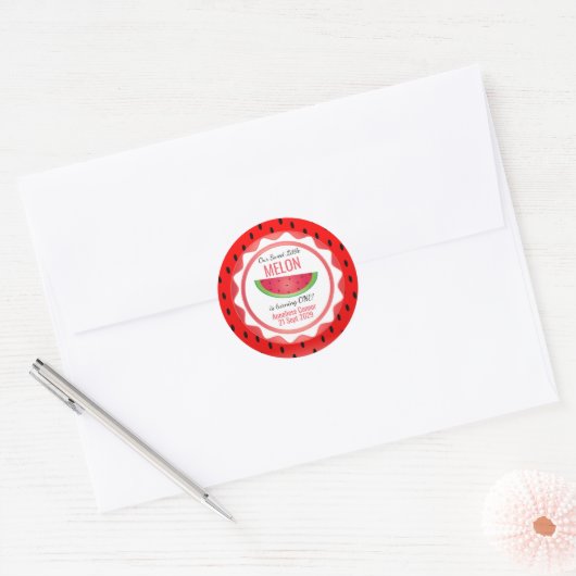 Zoete Meloen Verjaardag Ronde Sticker (Envelop)